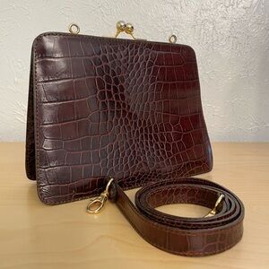 Valerie Stevens Crocodile Embossed Kiss Lock Bag
